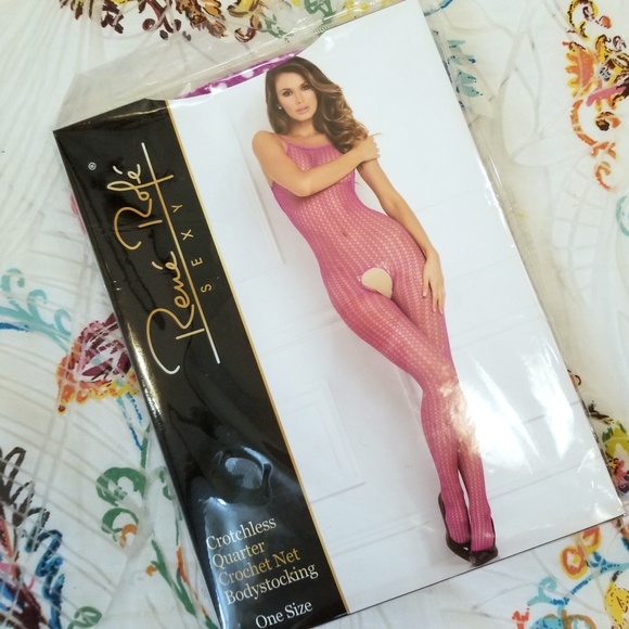 NWT Rene Rofe Crotchless Crochet Net Bodystocking - Picture 2 of 5